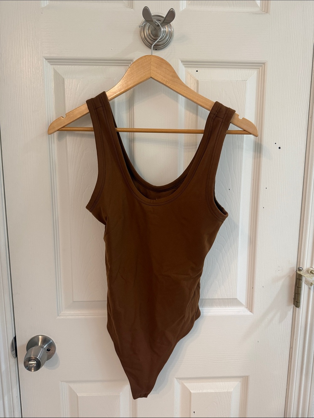 Nuuds Women's Brown Scoop Neck Tank Bodysuit